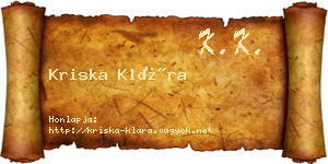 Kriska Klára névjegykártya