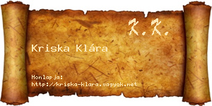 Kriska Klára névjegykártya